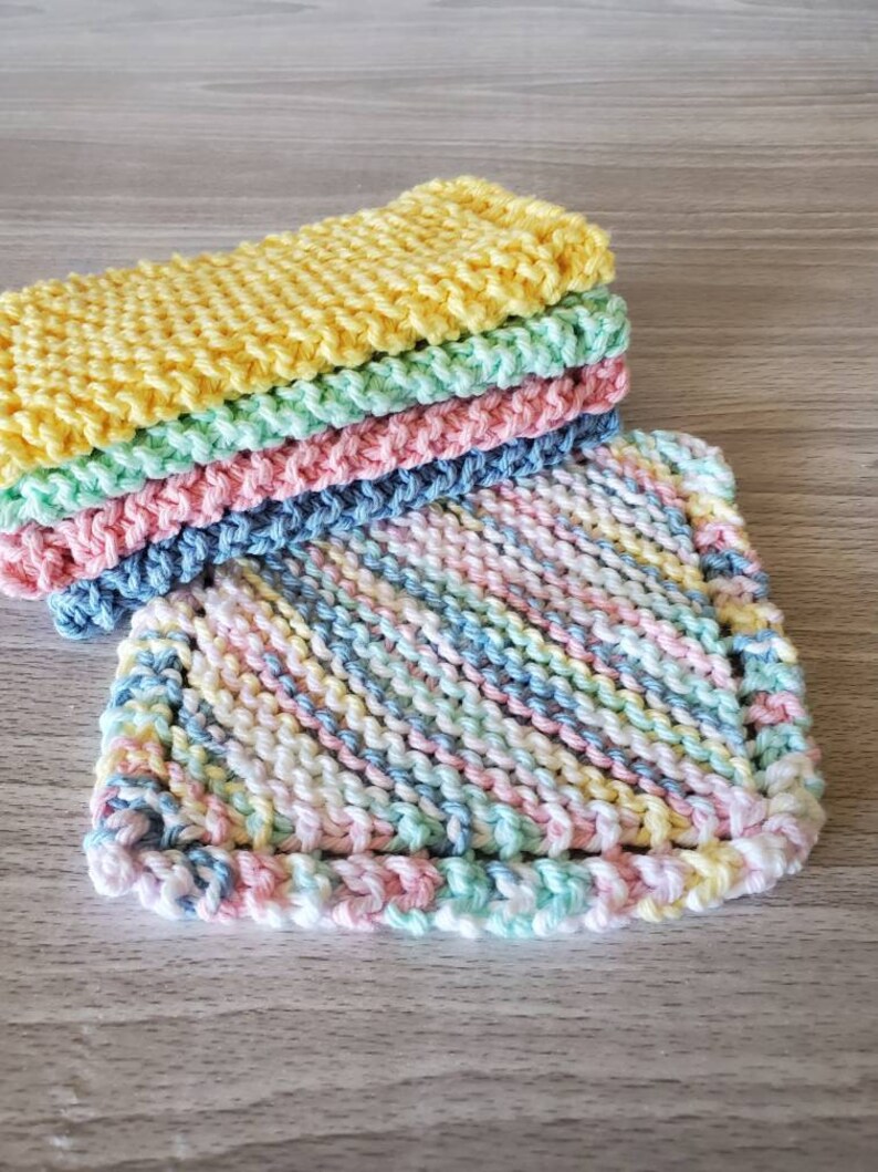Baby Cotton Washcloths Small Knit Washcloths Set of 5 Baby Etsy