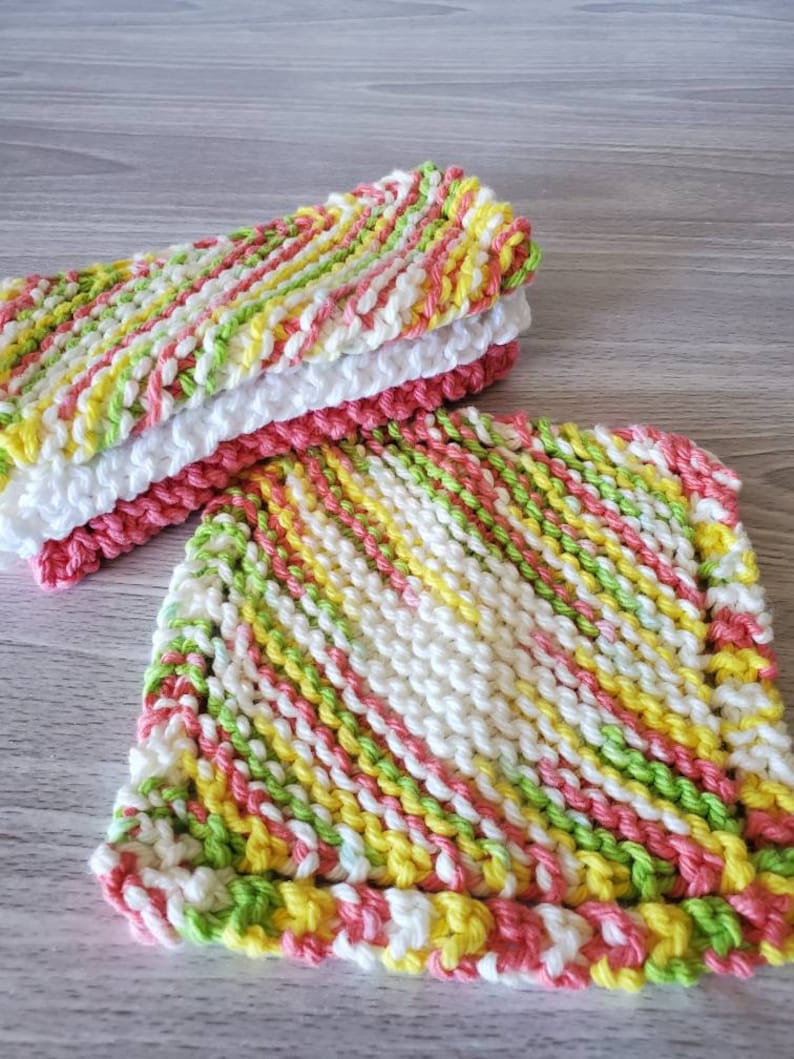 Baby Washcloth Set of 4 Knit Cotton Washcloths Small Baby Etsy