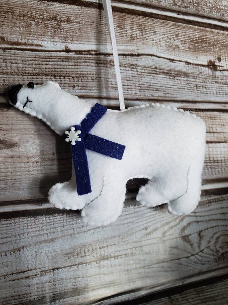 Polar Bear Ornament Felt Ornament Felt Bear Ornament | Etsy