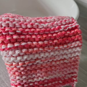 Energetic Pink Potholder, Shades of Pink White, Knit Thick Cotton Trivet, Valentine Day Kitchen Mat Decor,  Ecofriendly Reusable