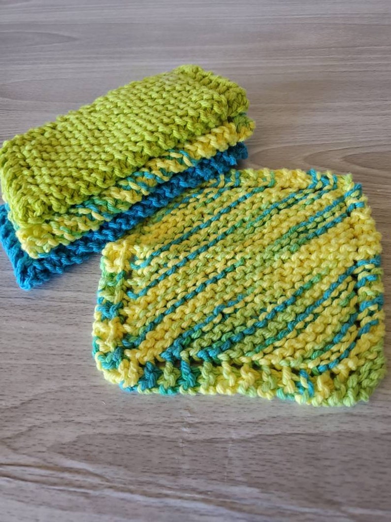 Baby Boy Washcloths Set of 4 Handknit Washcloths Bathtime Etsy