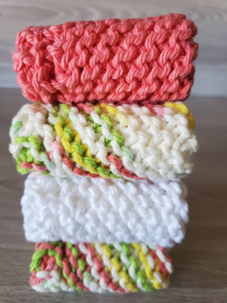Baby Washcloth Set of 4 Knit Cotton Washcloths Small Baby Etsy