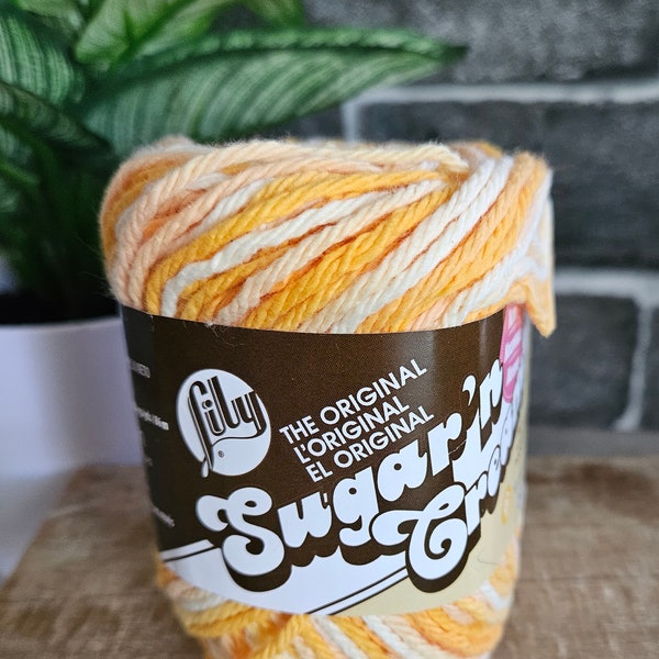 Soleil Ombre, Lily Sugar n Cream, Shades of Orange Cream, Kitchen Cotton Dishcloth Yarn, Knit Crochet Project, Medium #4
