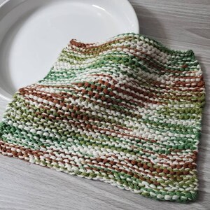 Landscape Ombre Potholder, Cream Green Brown, Cotton Thick Knit Trivets, Kitchen Hot Pad Accessory,  Ecofriendly Reusable