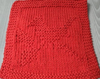 Cardinal Dishcloth, Holiday Bird Knit, Red Kitchen Accessory, Christmas Washcloth