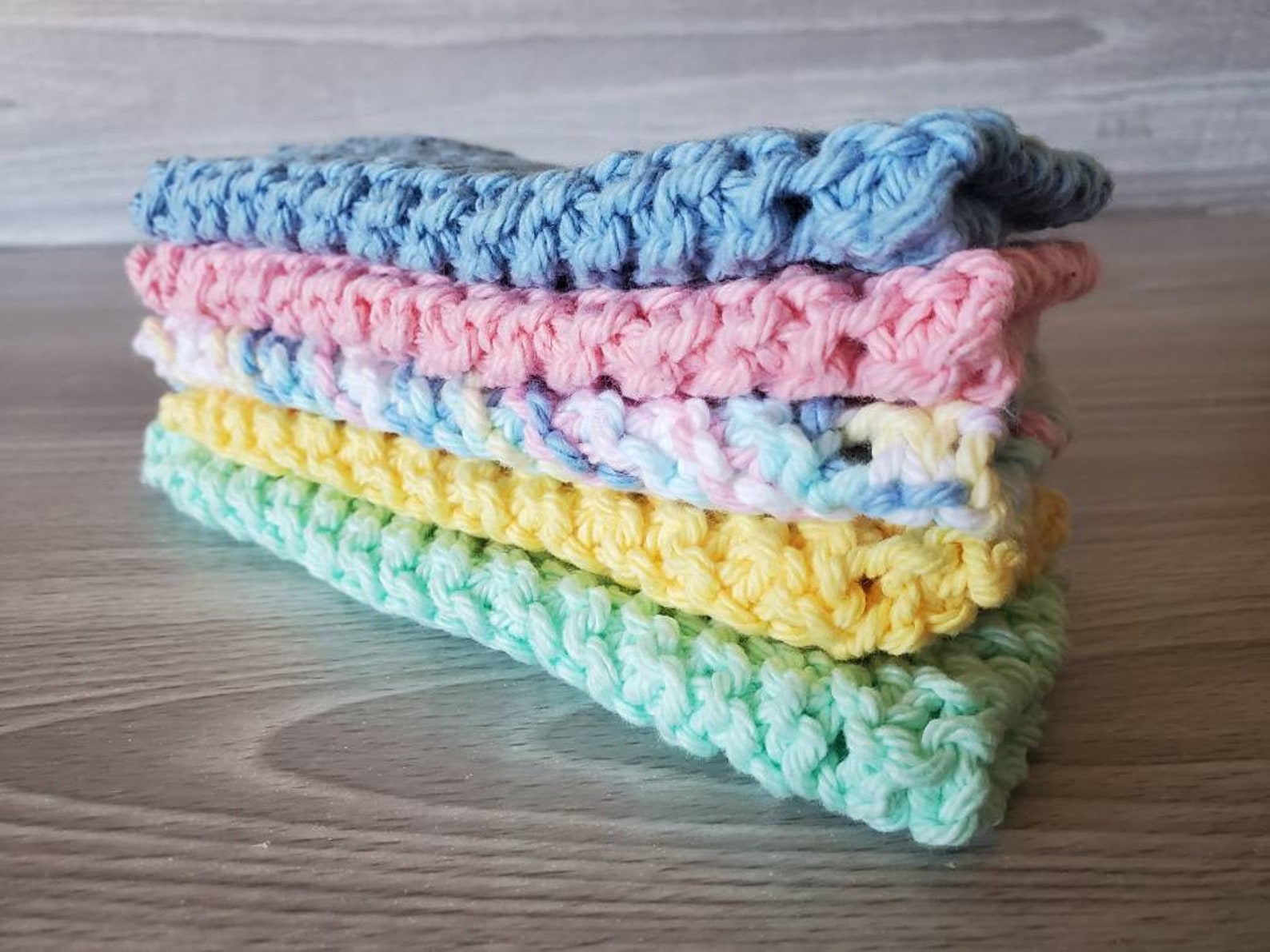 Baby Cotton Washcloths Small Knit Washcloths Set of 5 Baby Etsy