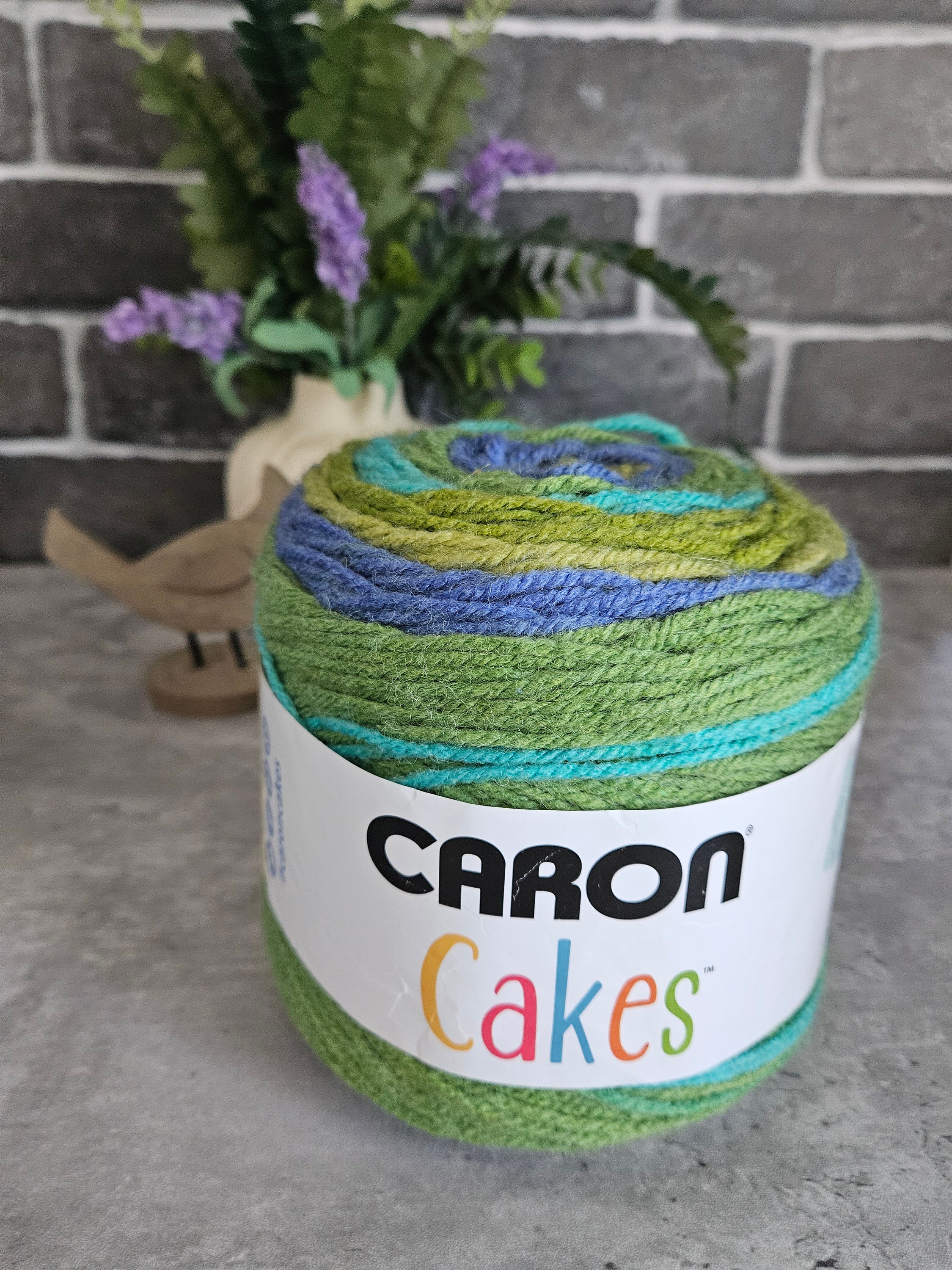 Blueberry Kiwi, Caron Cakes Yarn, Green Blue, Knit Crochet, Medium