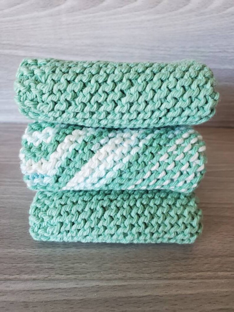 Knit Washcloths Set of 3 Nursery Baby Washcloths Hand Knit Etsy