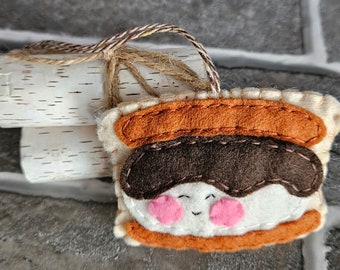 Handmade Smores Felt Ornament, Fall Decor, Tiered Tray Decoration
