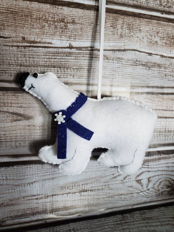 Polar Bear Ornament Felt Ornament Felt Bear Ornament | Etsy