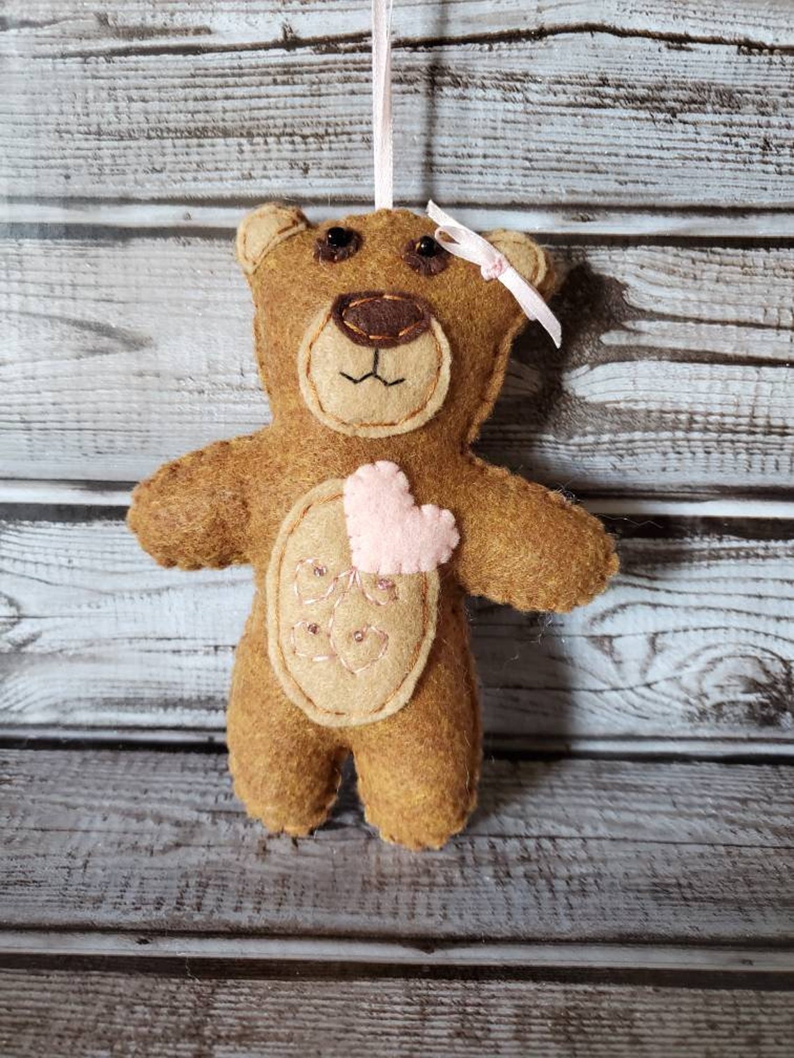 Bear Ornament Felt Bear Ornament Teddy Bear Decor Baby Bear Etsy