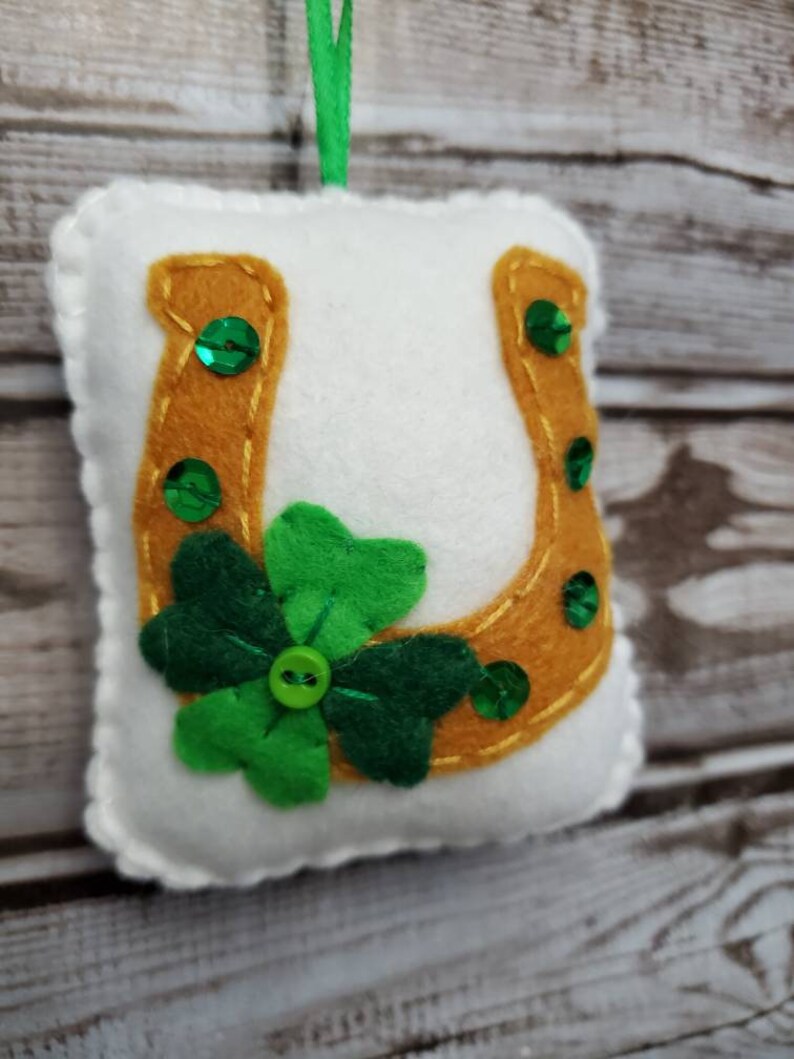 Lucky Horseshoe Ornament Irish Clover Ornament Felt Etsy