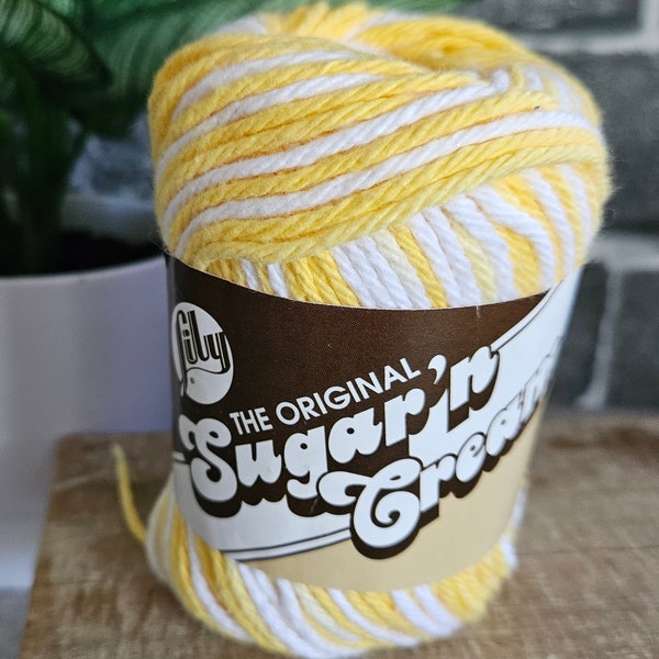 Daisy Ombre, Lily Sugar n Cream, Yellow White, Kitchen Cotton Dishcloth Yarn, Knit Crochet Project