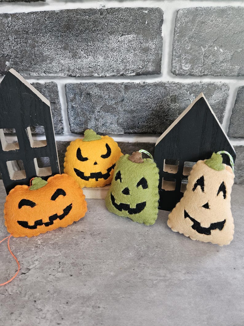 Felt Pumpkin Ornament, Jack O Lantern Plush, Merino Wool Decor - Etsy