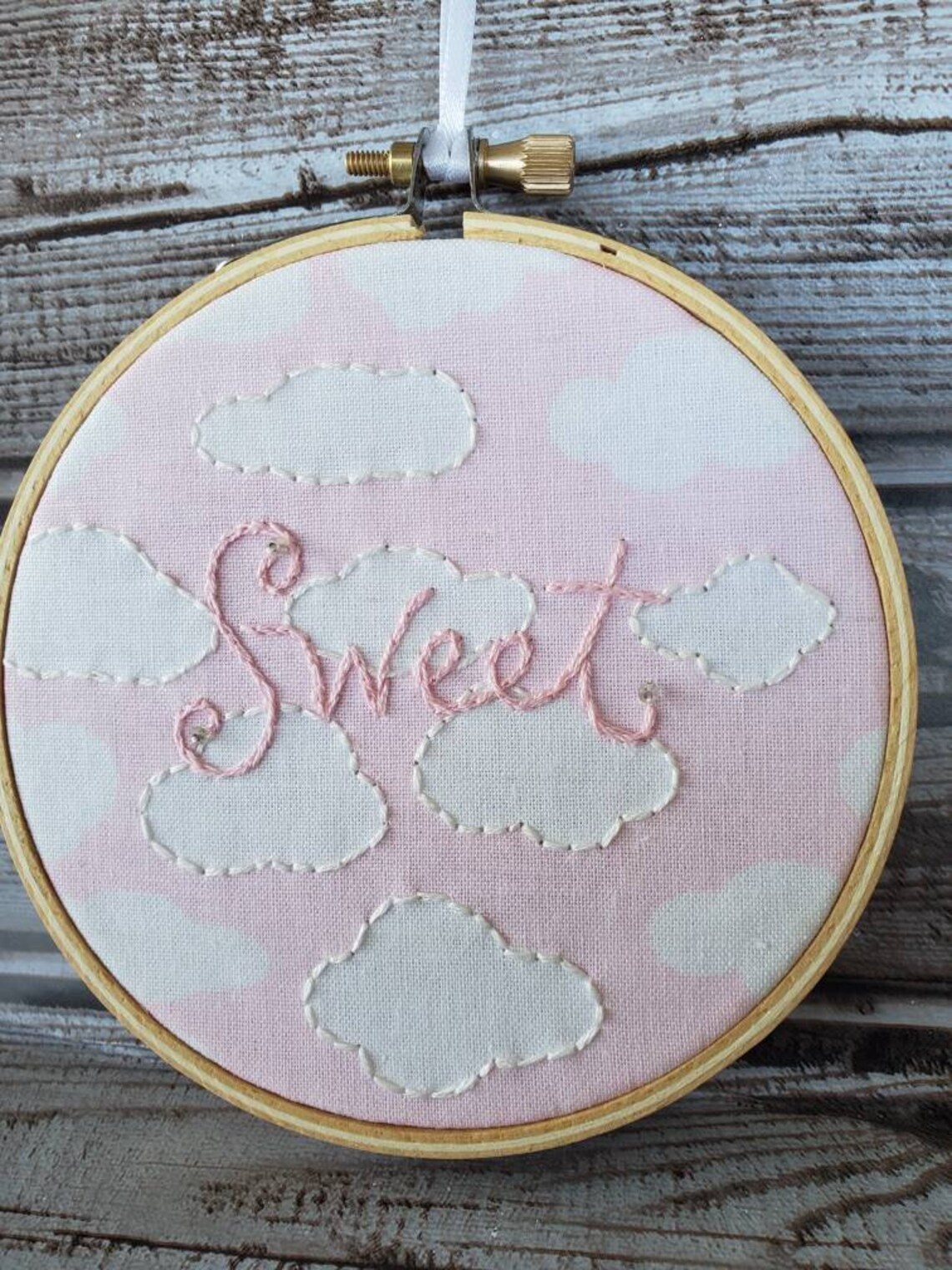 Sweet Embroidery Hoop Art Baby Girl Gift Nursery Art Pink Etsy