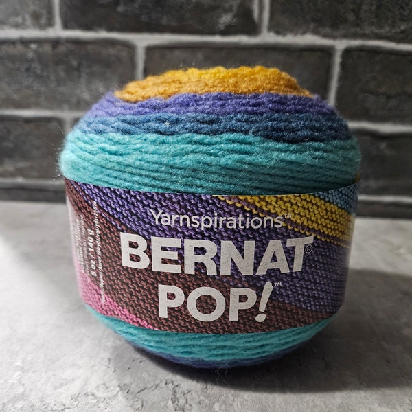 Gold Rush River, Yarnspirations Bernat Pop!, Blue Purple, Knit Crochet Yarn, Medium #4, Acrylic Wool