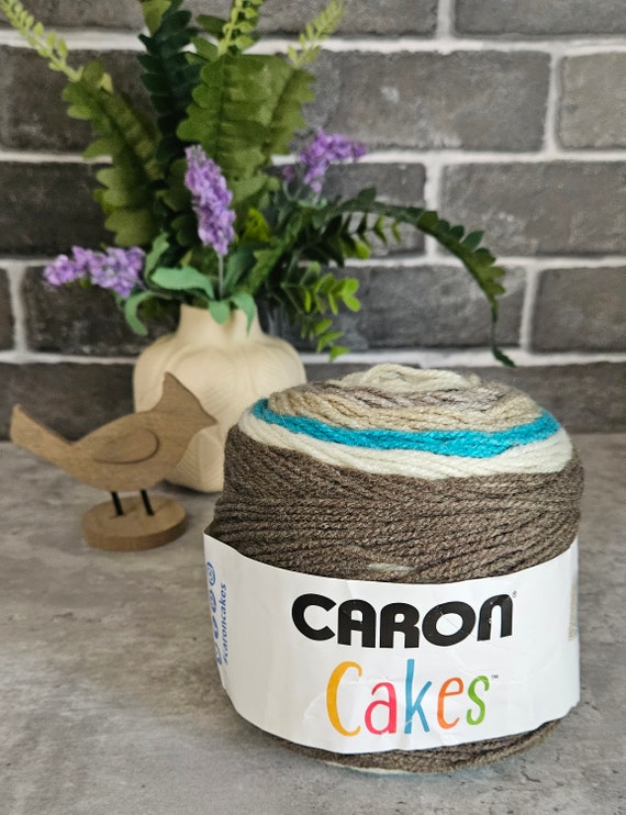Cake Pop, Caron Cakes Yarn, Gray Cream Blue, Knit Crochet Projects , Medium #4 Acrylic Wool Yarn