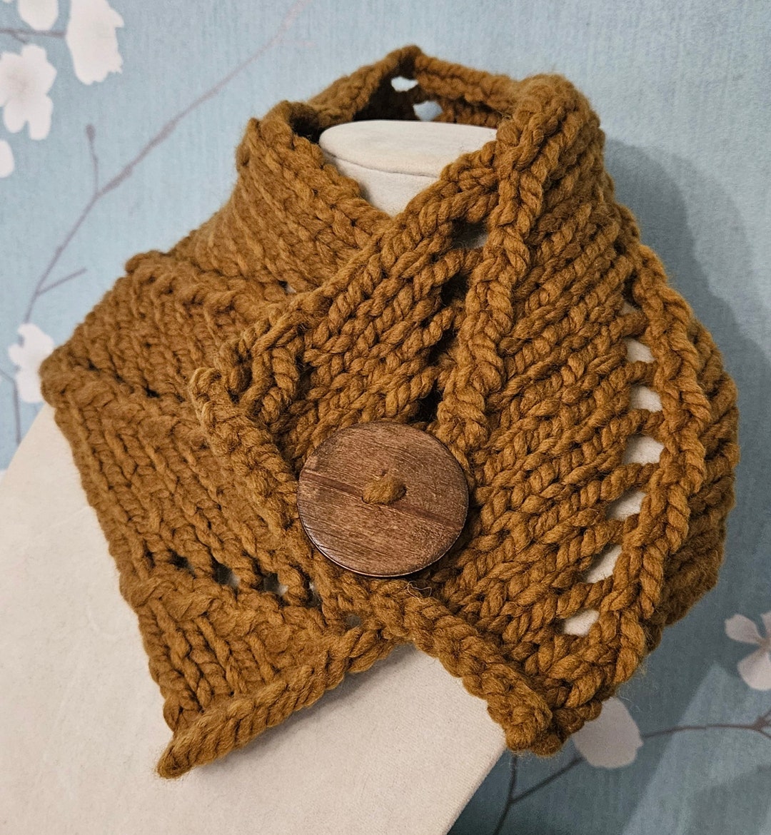 Rustic Knits Rustic Knit Button Cowl, Acrylic Wool Scarf - Etsy
