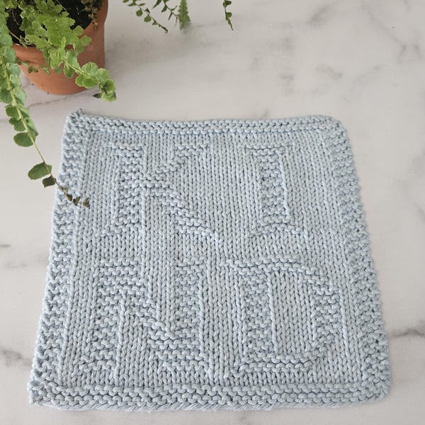 KIND Dishcloth, Dewdrop Cotton Kitchen Decor, Handknit Light Blue Washcloth, Ecofriendly Reusable, Easter Christmas Cloths