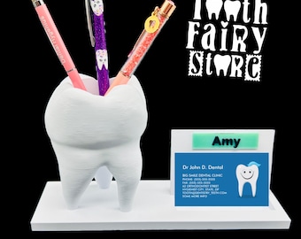 Tooth Business Card and Pen Holder. Dentist, Dental Assistant, Dental Hygienist. Gifts