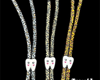 Dental Loupes Strap: Leopard Print, Smiley Tooth Slider
