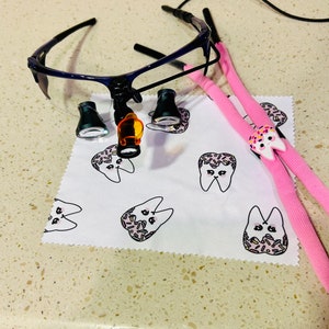 Dental Microfiber Cleaning Cloth for loupes or glasses.  Dental Hygienist Gift - Gift For Dentist - Loupes are not included.