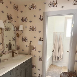 Duck Wallpaper, Vintage, Peel and Stick, Traditional, Wallpapers, Blue, Bathroom, Nursery, Kids Room Decor, Wall Decor, Geese, Bathroom