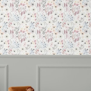 Vintage Anemones Wallpaper, Peel and Stick Wallpaper, Nursery Wall Decor, Floral Wallpaper, Wallpaper, traditional paste on wallpaper