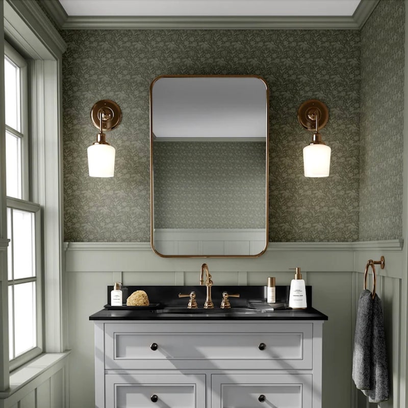 Wallpaper Bathroom Green - Etsy