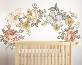 Here comes the sun | Flower wall decal , Flowers decal, Peony Floral Wall Decals Vintage Nursery Peony Floral Wall Decals