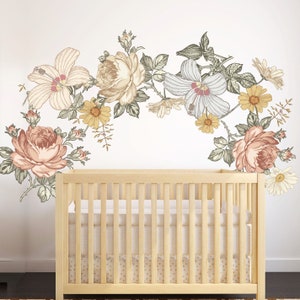 Here comes the sun | Flower wall decal , Flowers decal, Peony Floral Wall Decals Vintage Nursery Peony Floral Wall Decals