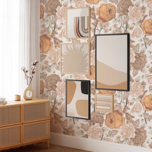 Boho Wallpaper - Boho Nursery - Removable Wallpaper - Color: Orange - Removable - Boho peel and stick Wallpaper - Minimal Wallpaper - Remove
