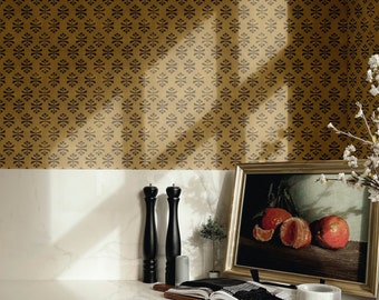Art Deco Wallpaper, Luxury Vintage Wallpapers, French Wallpaper, Removable Peel and Stick Wallpaper, textured wallpaper for wall, mustard