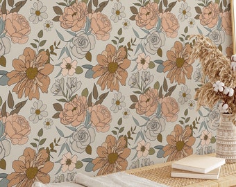Ditsy Floral Wallpaper, Removable Peel and Stick Wallpaper, Removable, Boho, Vintage Floral Removable Wallpaper, Kids Wallpapers, Spring