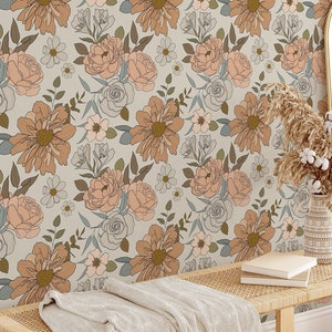 Ditsy Floral Wallpaper, Removable Peel and Stick Wallpaper, Removable, Boho, Vintage Floral Removable Wallpaper, Kids Wallpapers, Spring