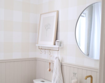 Tan Gingham Wallpaper | Peel and Stick Wallpaper | Removable for Interior Design | Tan Checkered | Removable Wallpaper | Tan| Cute | Beige