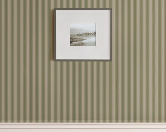 Green Stripe Wallpaper, Traditional Wallpaper, Vintage Wall Decor, Sage Green Wallpaper, Vertical Stripe, Classic Accent Wall, Vintage Decor