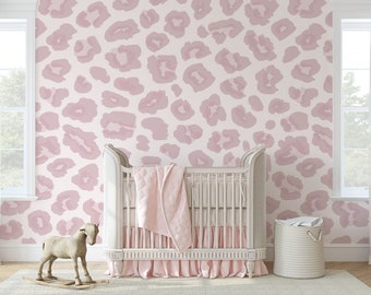 Soft Pink Animal Print Wallpaper. Removable Wallpaper Animal. Animal Peel and stick Wallpaper. Animal Print Wallpaper. Leopard Print