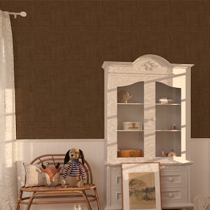 Brown Grasscloth Look Wallpaper, Peel and stick wallpaper, Faux Linen Wallpaper, brown, textured wallpaper, neutral home decor, traditional