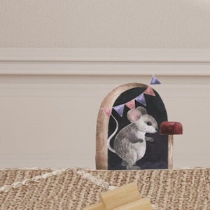Pegatina de agujero de ratón, decoración de pared encantadora, regalo para niños, calcomanía de pared de ratón, calcomanía de pared para niños, ratón despegable y adhesivo, regalo para lectores de libros, lindo