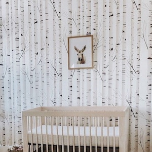 Papel pintado extraíble con diseño de abedul, para habitación infantil de bosque, decoración de pared para habitación infantil, papel pintado rústico para habitación infantil, papel pintado autoadhesivo.