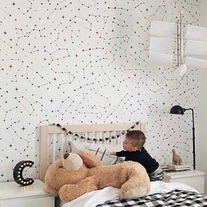 Carta da parati con costellazioni / Carta da parati staccabile e adesiva / Stelle / Carta da parati rimovibile / Decorazione spaziale / Camera da letto per bambini / Decorazione per la cameretta dei bambini