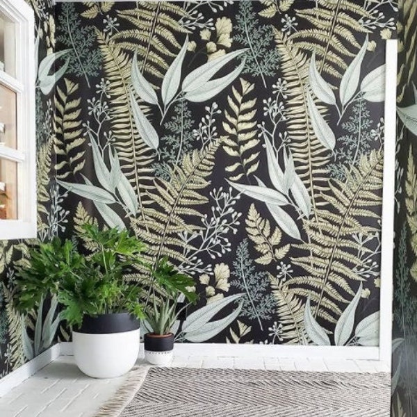 Botanical Bliss Wallpaper | Peel and Stick Wallpaper | Jungle Decor | Removable Wallpaper | Green Decor | Leaves | Office Decor