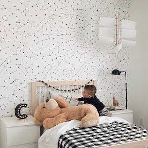 Constellation | Bedroom Wallpaper | Peel and Stick Wallpaper | Stars | Removable Wallpaper | Space Decor | Kids Bedroom | Nusery Decor