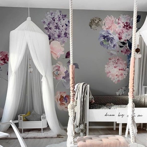 Meadow Flower Decals - Baby Girls Decor - Baby Girls Room - Pastels - Nursery Wall Decals - Baby Cute - Baby Fashion - Decor - Lilac - Pink