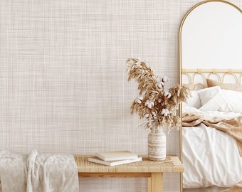 Linen Faux Grasscloth Wallpaper: Minimalist Peel and Stick Roll