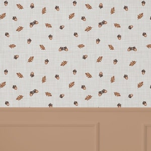 Papier peint en tissu synthétique, papier peint feuilles de gland auto-adhésif, autocollant, papier peint amovible pour tous les styles de décoration intérieure, esthétique