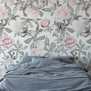 Floral Wallpaper. Floral Wall Mural. Floral Peel and Stick Wallpaper. Nursery Wallpaper. Flower Removable Wallpaper. Avery Removable Wall