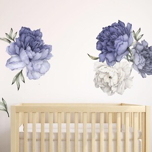 Blue Flower , Decals For Boys, Baby Boy Decor, Blue Flower Decor, Nursery Wall Decals, Kids Wall Decals, Flower Decals , Kids decals image 1