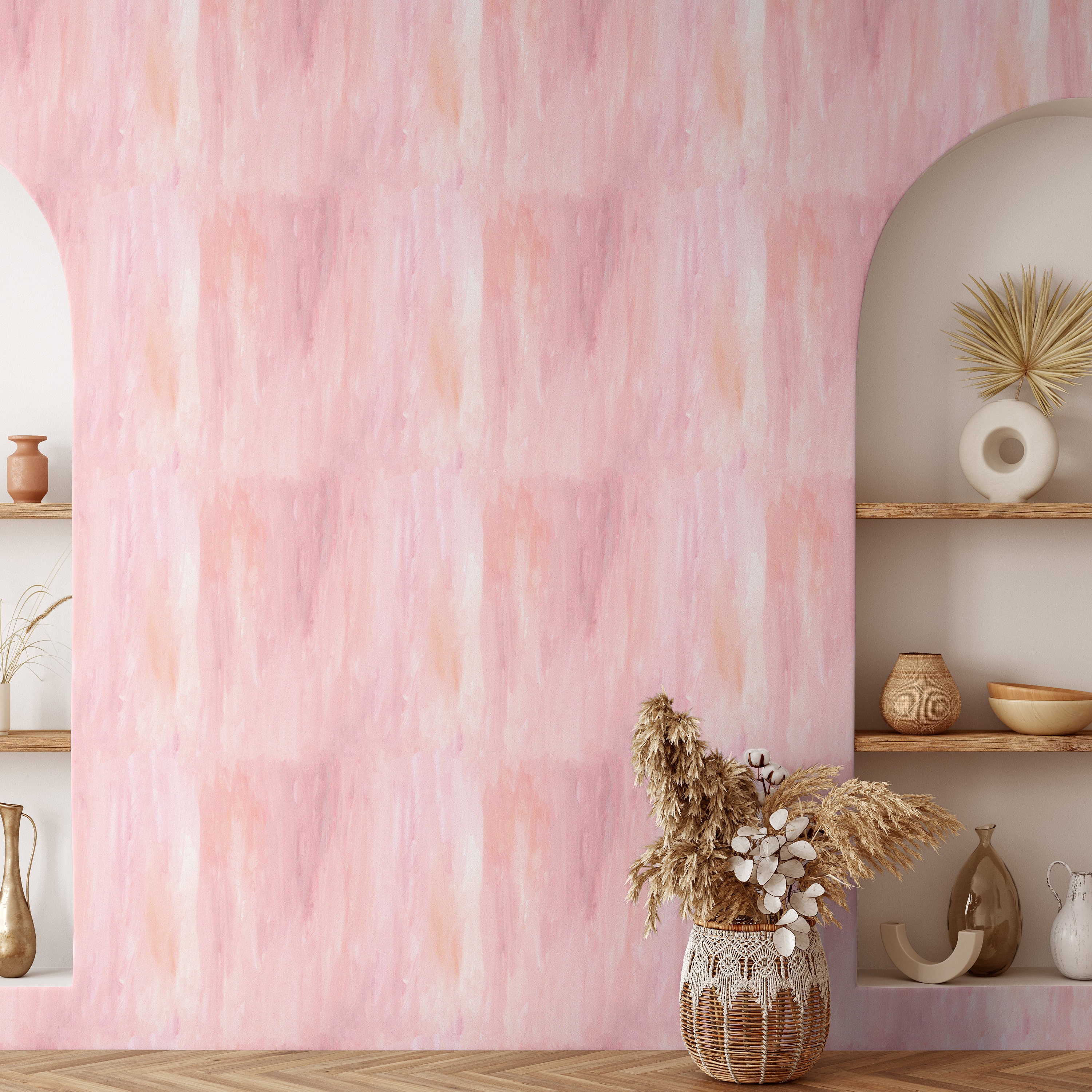 Pink Limewssh Pink Watercolor Limewash Wallpaper, Pink Accent Wall, Pink Abstract ...